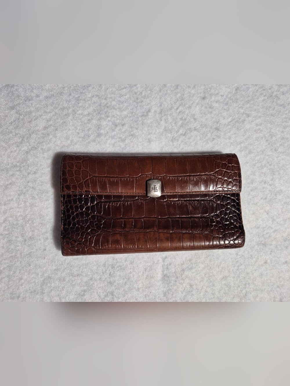 Vintage Lauren Ralph Lauren RLL Embossed Croc Women's Clutch Organizer Wallet - Picture 2 of 7